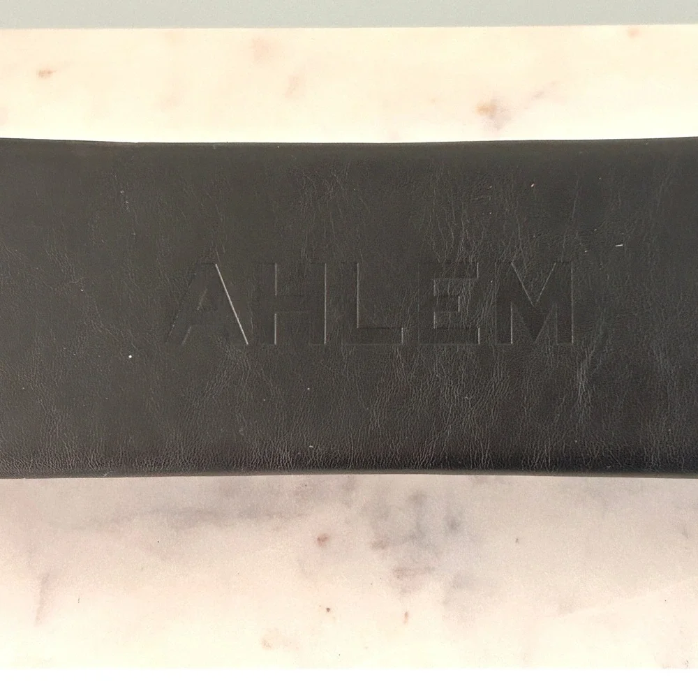 AHLEM Black Vegan Leather Foldable Sunglasses Case Magnetic Eyewear Protector